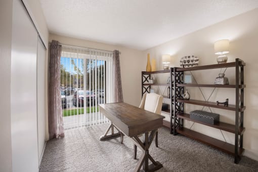 Bedroom at Woodland Hills Apartments, Colorado Springs, CO, 80918