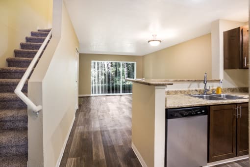 Livingroom space at Arcadia Townhomes, Federal Way, WA