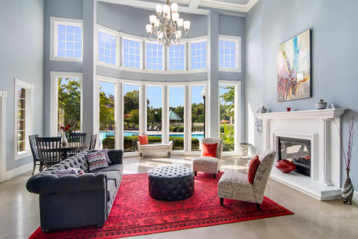 Clubhouse with Fireplace at Bridford Lake Apartments, Greensboro, North Carolina