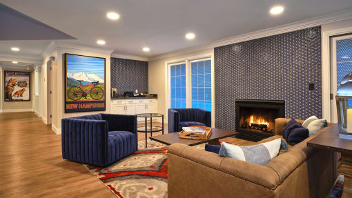 Resident Lounge With Fireplace at Heritage at the River, Manchester, 03102