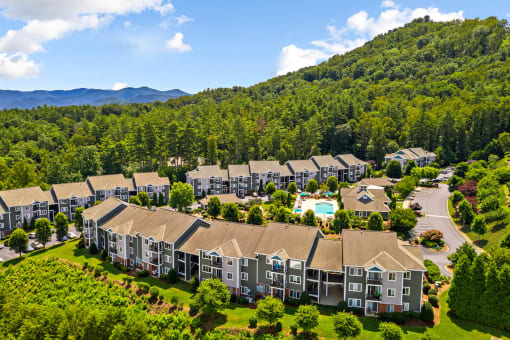 Aerial view of neighborhood at Heritage at the Peak, North Carolina