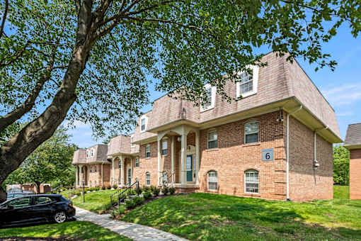 A house with a brick facade and a tree in front.
