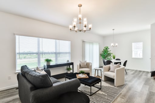 Living room area at The Willows, O'Fallon, MO, 63367