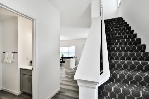 A view of the staircase at The Willows, O'Fallon
