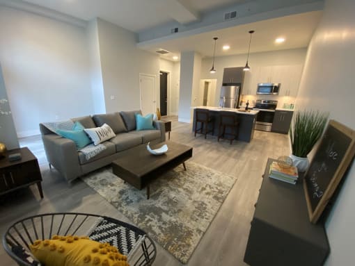 Living And Kitchen at The Georgian Apartments, St Louis