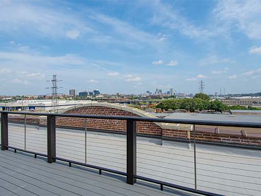Steelcote Lofts rooftop balcony with nice view at Steelcote Square, St. Louis, 63103