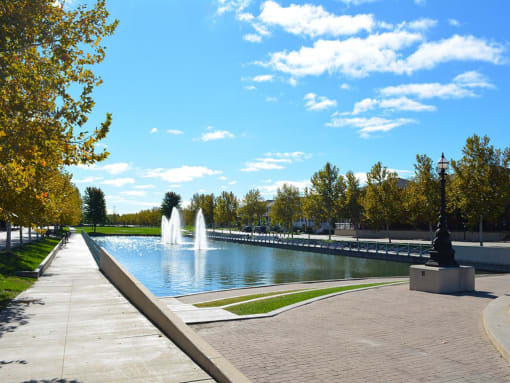 Lake With Fountain at Promenade at New Town, Saint Charles, MO, 63301