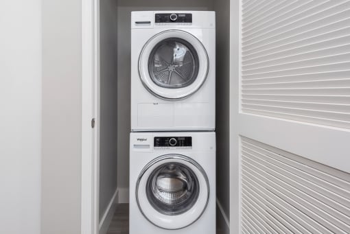 stackable washer and dryer at The Residences at Delmar DivINe, St Louis, MO, 63112