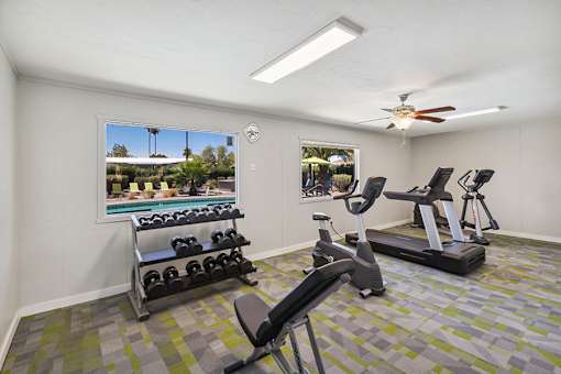 Fitness center at Verde Plaza Manufactured Home Community in Tucson, Arizona