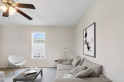 Model living room at Candlelight Village Manufactured Home Community in Sauk, IL