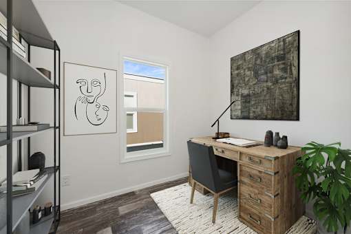 Model bedroom at Desert Valley Oasis MHC in Mesa, AZ.