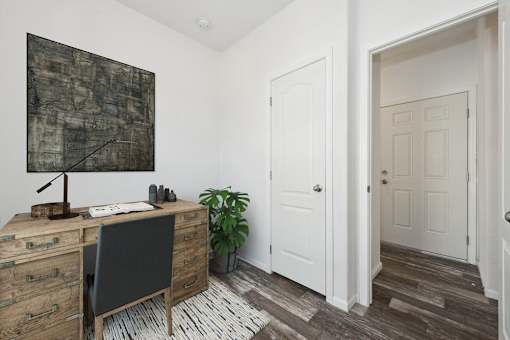 Model office bedroom at Desert Valley Oasis MHC in Mesa, AZ.