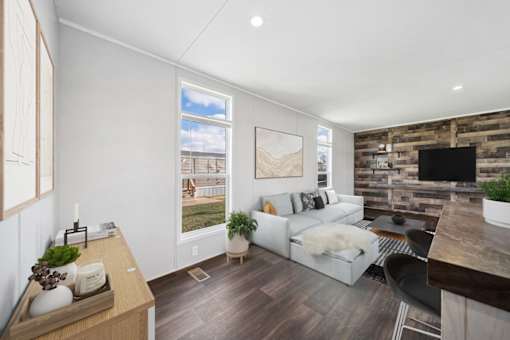 Model living room at Cedar Ridge Manufactured Home Community  in Wichita, Kansas