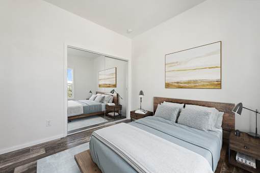 Model bedroom at Desert Valley Oasis MHC in Mesa, AZ.