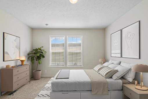 Model bedroom at Candlelight Village Manufactured Home Community in Sauk, IL