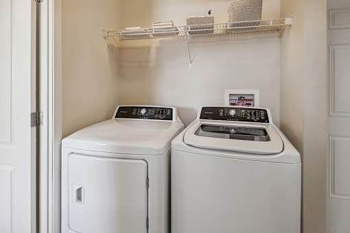 Model laundry closet at Verde Plaza Manufactured Home Community in Tucson, Arizona