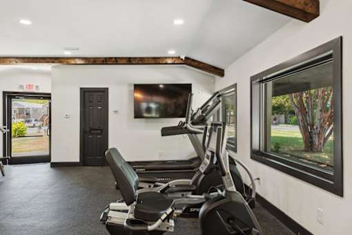Fitness center at Aldea Manufacture Home Community in Fort Worth, Texas