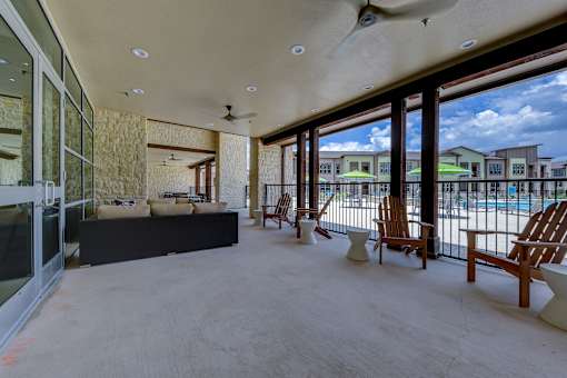 Pool lounge area at Estraya Westover Hills, San Antonio