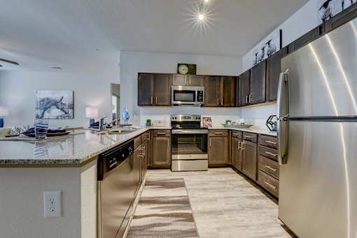 Kitchen area at Estraya Westover Hills, San Antonio