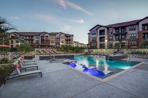 Poolside Relaxing Area at Fifty02 Westover Hills, San Antonio, TX