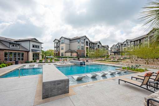 Pool Side Relaxing Area With Sundeck at Fifty02 Westover Hills, Texas