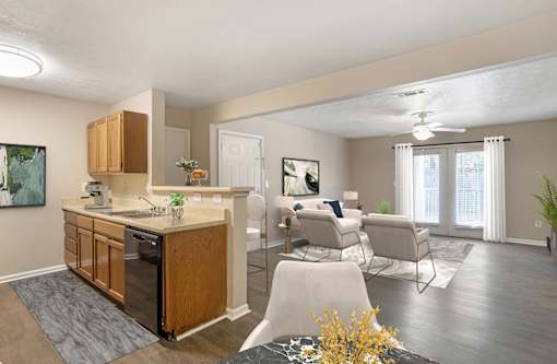 Living Room along with kitchen at Grand at Pearl Apartments, Mississippi, 39208