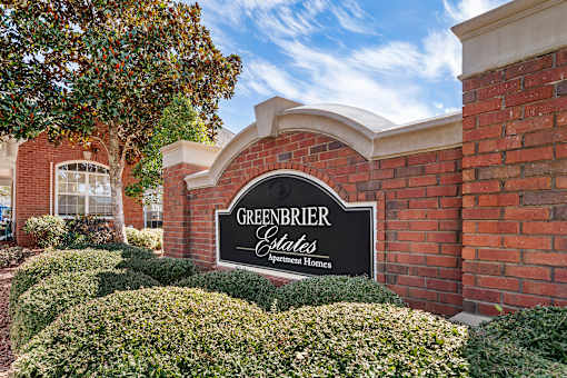A sign that says Greenbrier Estates in front of a brick wall. at Greenbrier Estates, Slidell, 70460