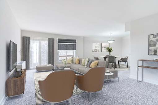 Living with open kitchen at Seminary Towers, Alexandria