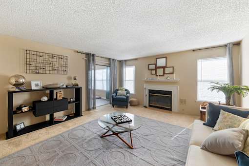 Living Area With Fireplace at Riverchase Landing, Hoover, Alabama