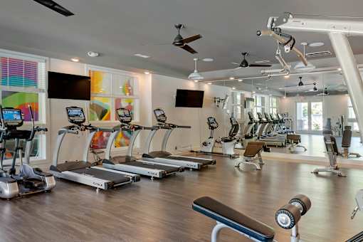 Fitness Center area at Skyland Exchange Apartments, Asheville