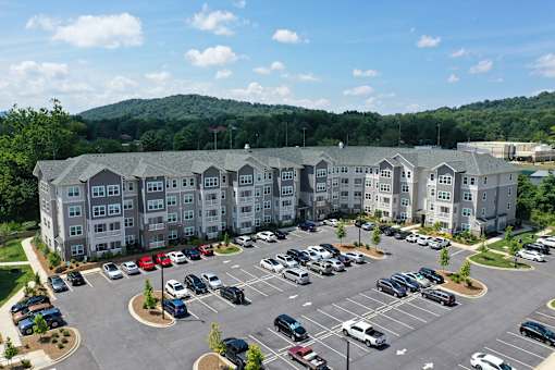 Aerial view at Skyland Exchange Apartments, Asheville, NC