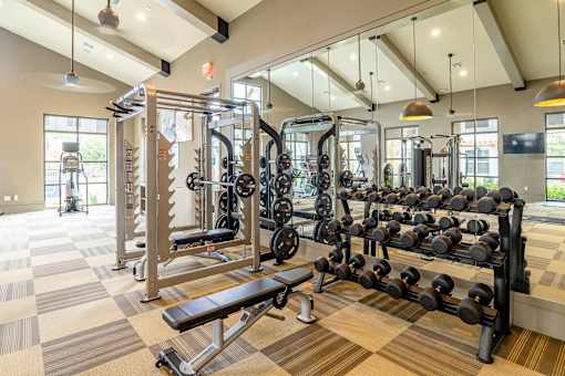 Free Weights And Cardio Equipment at Stone Loch Apartments, Tomball, TX 77375