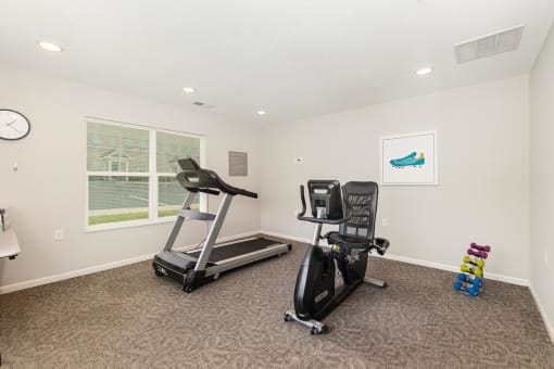 our apartments have a gym with a treadmill and exercise equipment