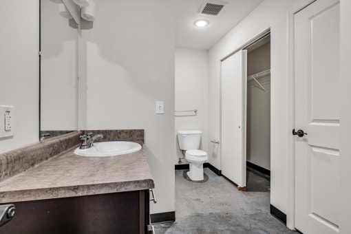 a bathroom with a sink and a toilet