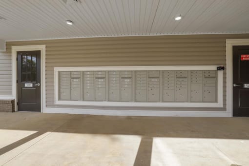 the lockers are in the front of the building