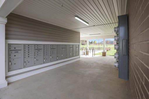 the lockers are on the side of the building