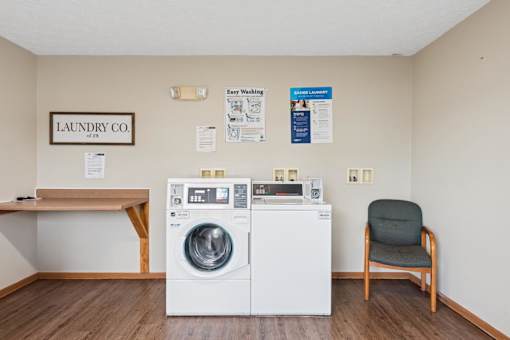 Laundry company with a washer and dryer.