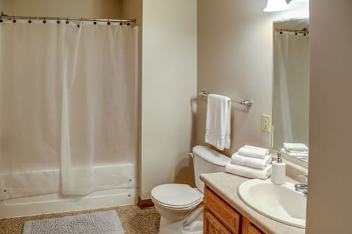 A white toilet sits next to a sink in a bathroom.