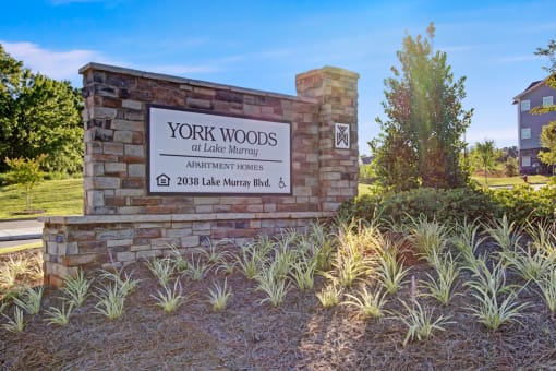 York Woods Sign at York Woods at Lake Murray Apartment Homes, South Carolina, 29212