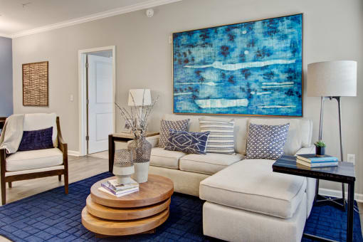 Living room interior at York Woods at Lake Murray Apartment Homes, Columbia, SC, 29212