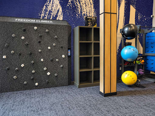 Freedom Climber wall and functional training equipment in the fitness center at Argento on the Broad in Arden, NC
