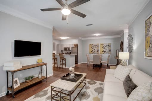 Living Room, Dining Room, and Kitchen