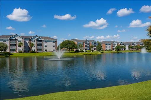 pond with fountain