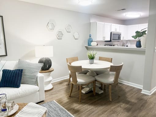 Living Room, Dining Area, and Kitchen