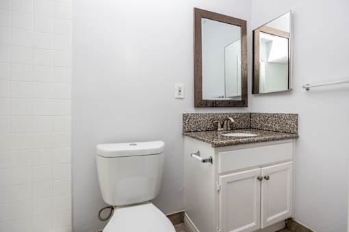 a bathroom with a toilet and a sink and a mirror