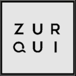 A black and white image with the words ZURQUI.