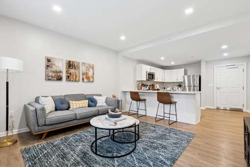 Living Area With Kitchen View at Roosevelt Commons Apartments, Philadelphia, Pennsylvania