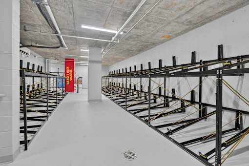 Bike storage room with racks