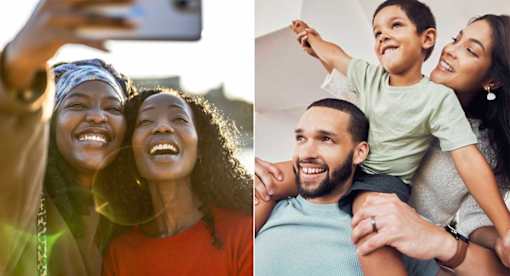 A family is taking a selfie together.