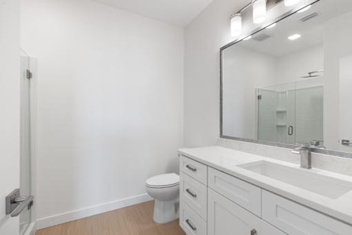 a bathroom with a sink and a toilet and a mirror